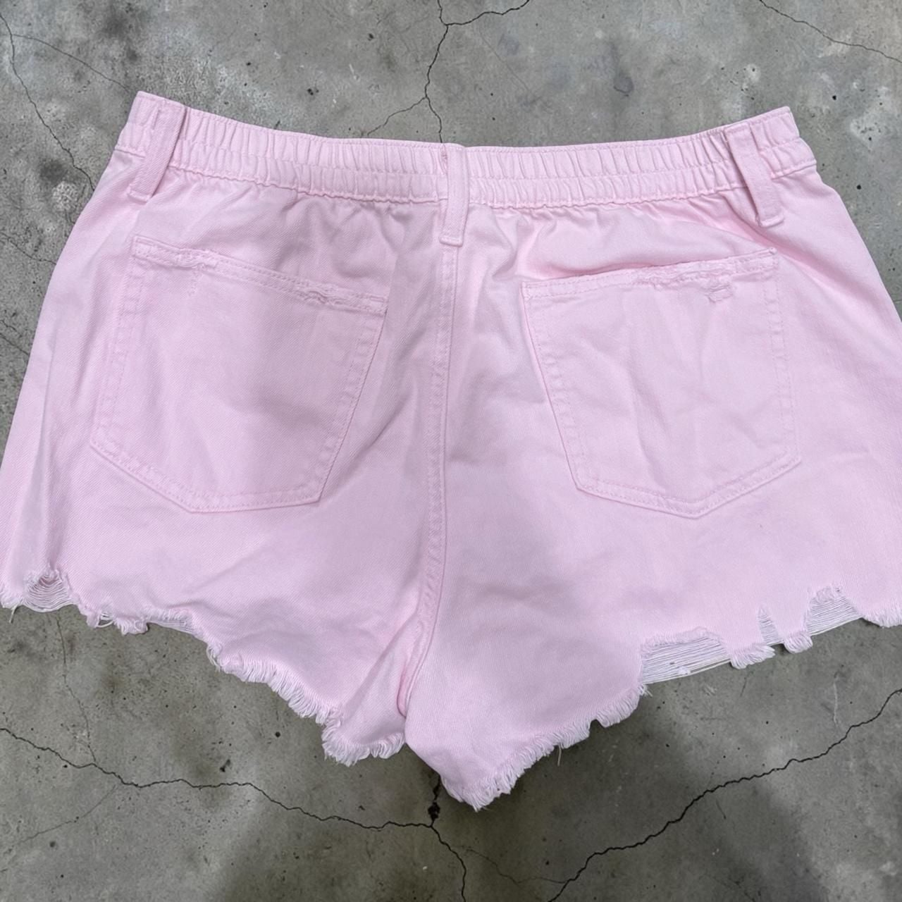 Aerie Pastel Pink Distressed Denim Shorts 4