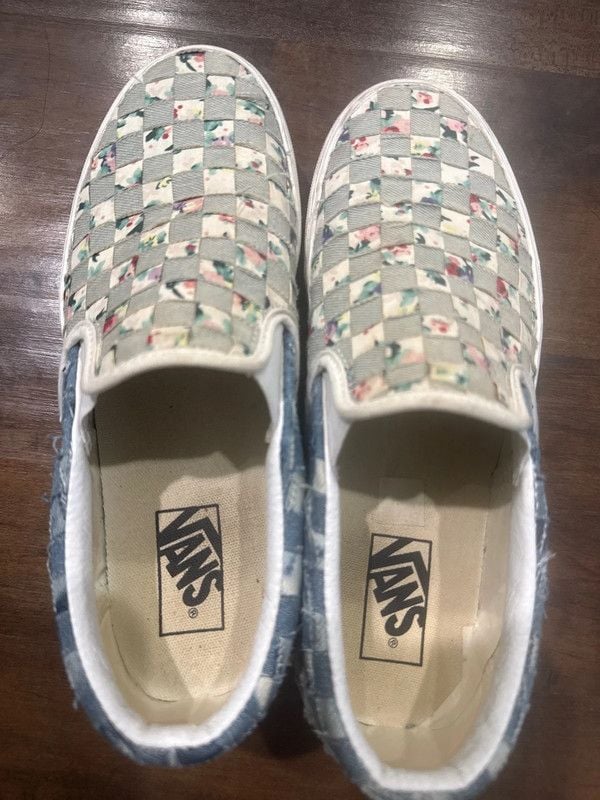 Vans Vans Classic Slip-On Stackform Woven Denim Floral Platform Sneakers📝 Size 9.5 8