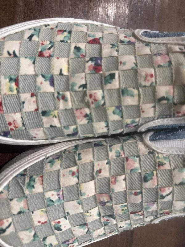 Vans Vans Classic Slip-On Stackform Woven Denim Floral Platform Sneakers📝 Size 9.5 9