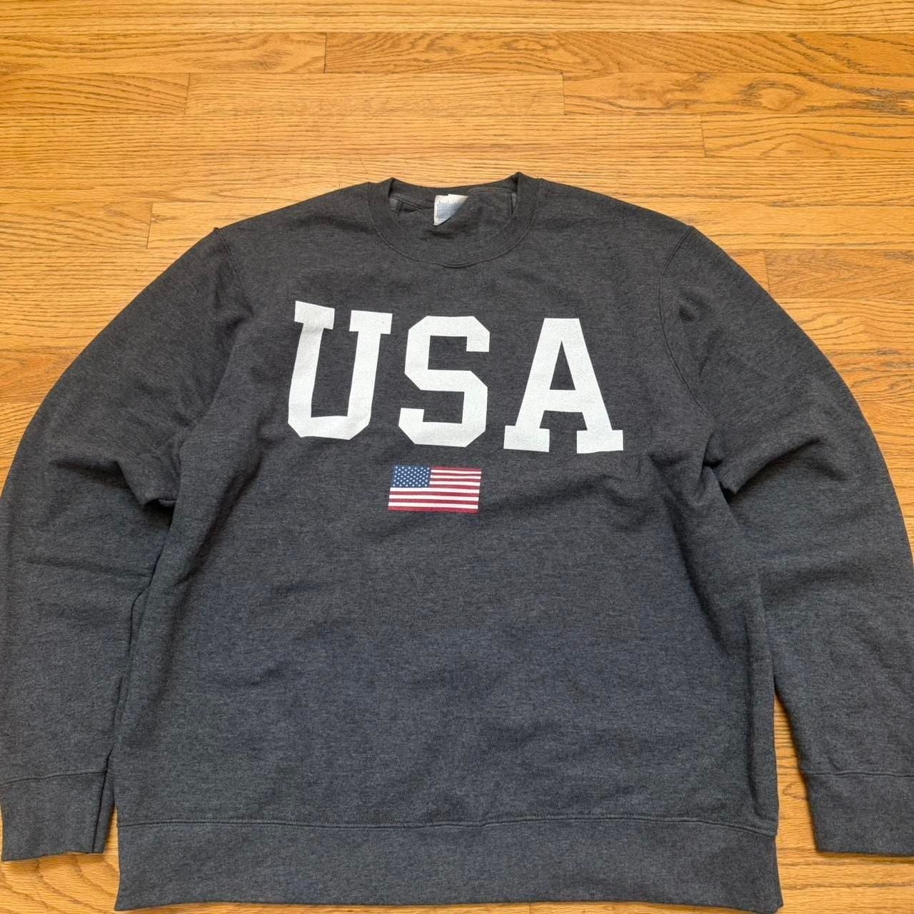 Port & Company USA Fan Favorite Crewneck Sweatshirt Charcoal Grey Size L 2