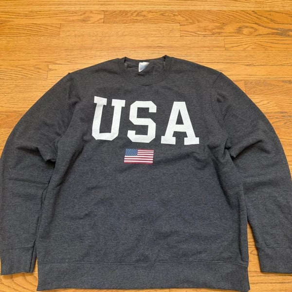 Port & Company USA Fan Favorite Crewneck Sweatshirt Charcoal Grey Size L