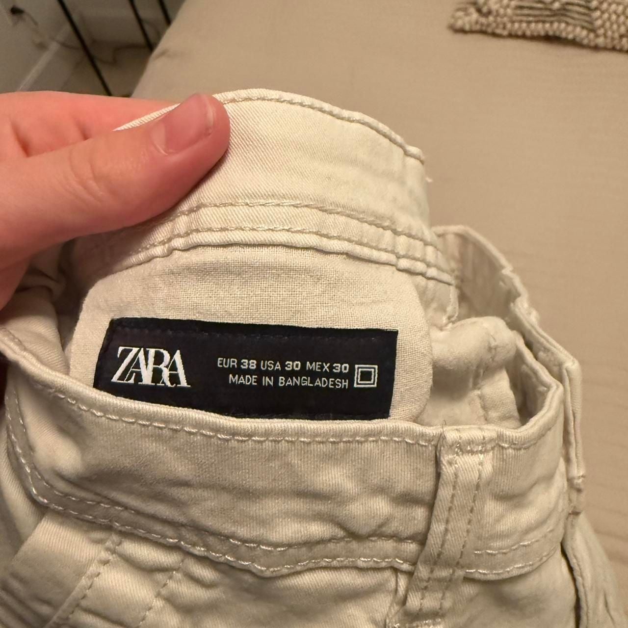 Zara Cream Cargo Pants 4