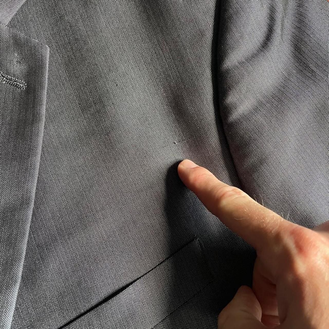 Calvin Klein 2 Piece Suit 44R 38x30 Pants Gray Herringbone - Read Description 3