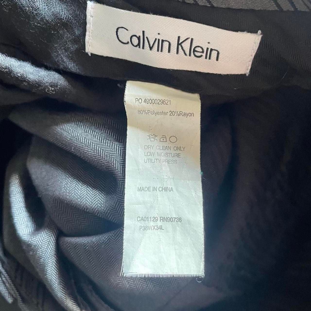 Calvin Klein 2 Piece Suit 44R 38x30 Pants Gray Herringbone - Read Description 5