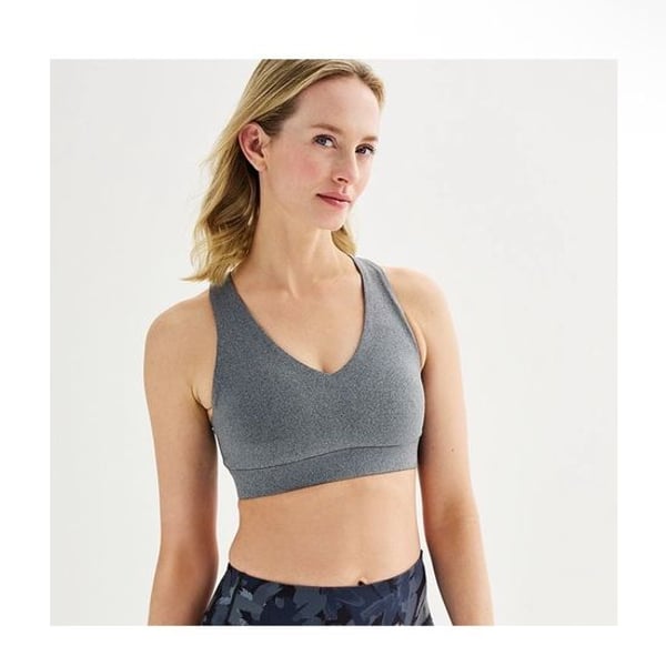 NWT tek gear Gray V-Neck Seamless Sports Bra Sz XL $20