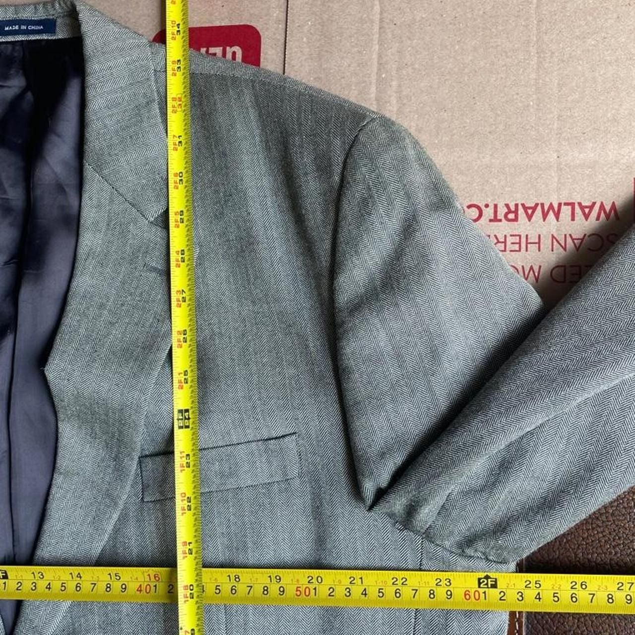 Vintage Ralph Lauren Blazer 46L Silk Wool Blend Herringbone Gray 4