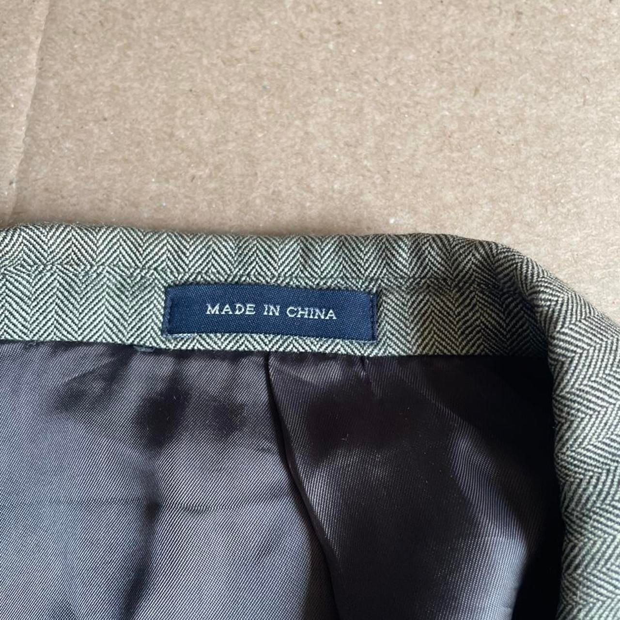 Vintage Ralph Lauren Blazer 46L Silk Wool Blend Herringbone Gray 5