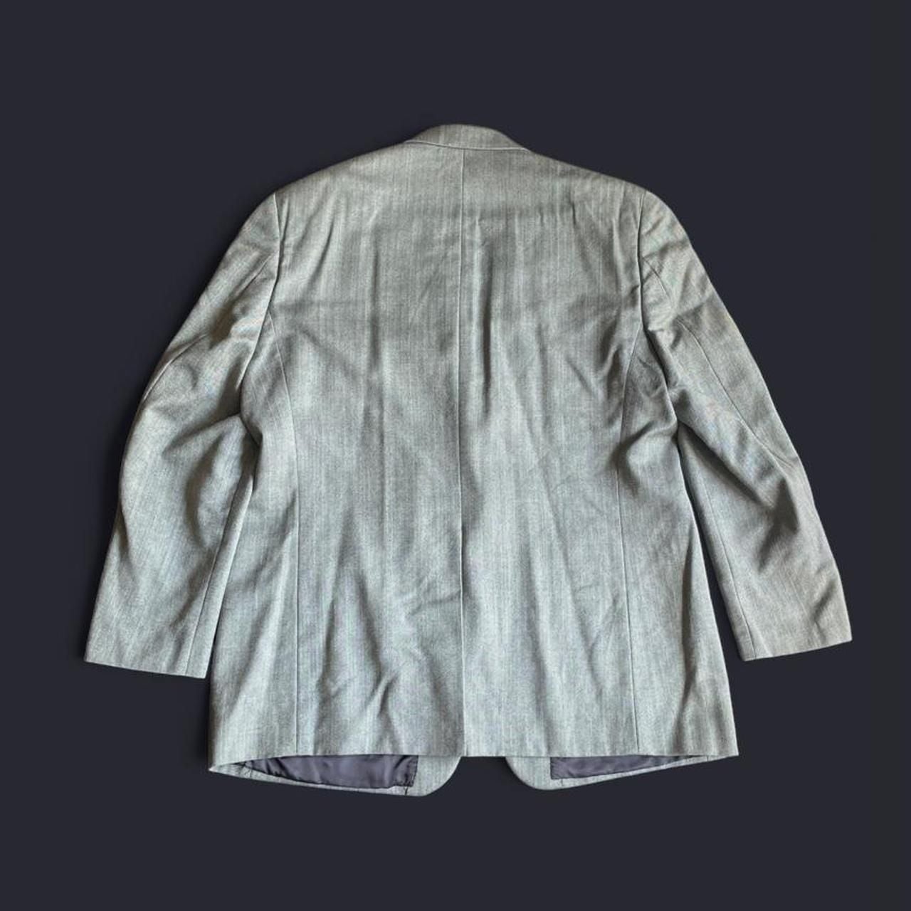 Vintage Ralph Lauren Blazer 46L Silk Wool Blend Herringbone Gray 8