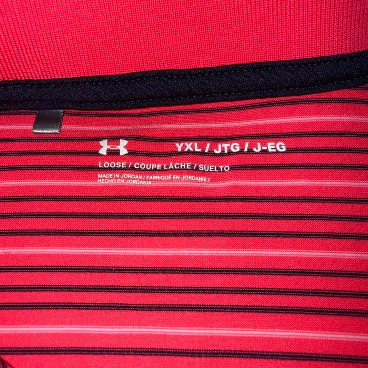 Under Armour Youth Striped Polo Shirt Pink YXL Performance 3
