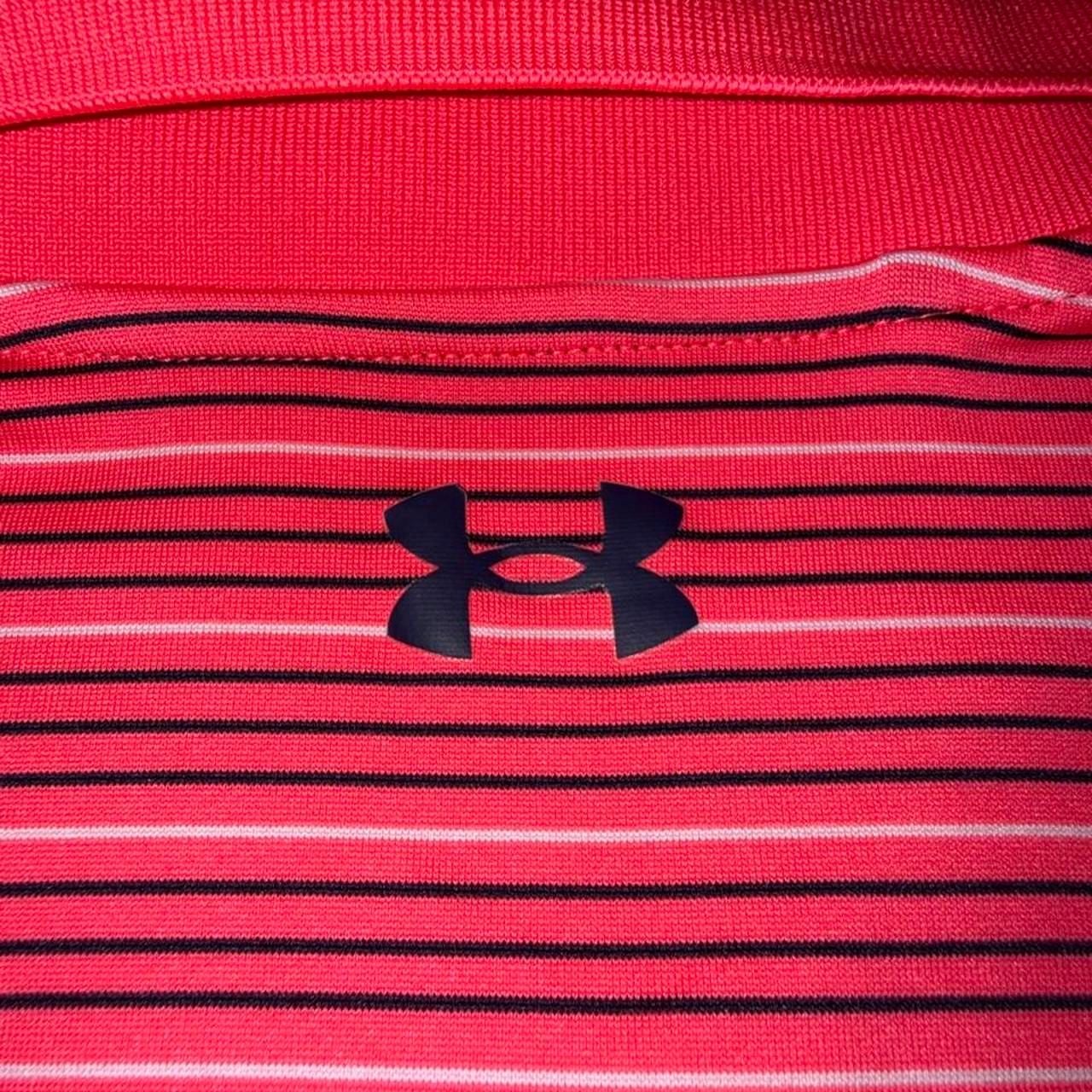 Under Armour Youth Striped Polo Shirt Pink YXL Performance 6