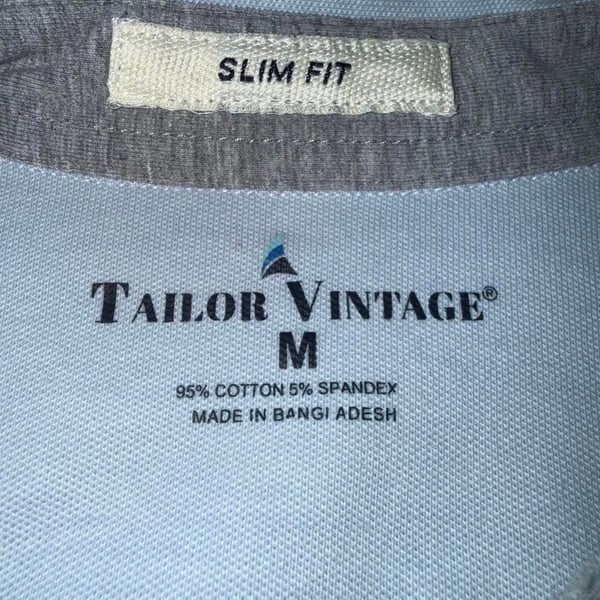 Tailor Vintage Light Blue Long Sleeve Button Up Shirt M Slim Fit