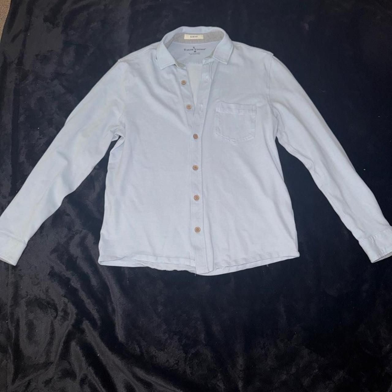 Tailor Vintage Light Blue Long Sleeve Button Up Shirt M Slim Fit 4