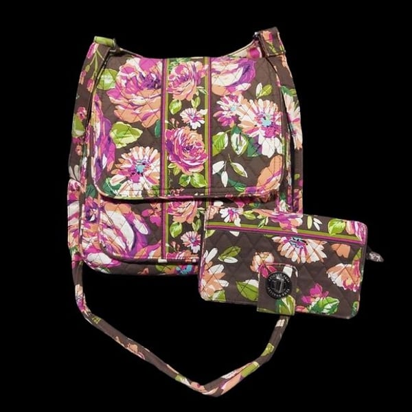 Vera Bradley Crossbody Satchel with Matching Wallet