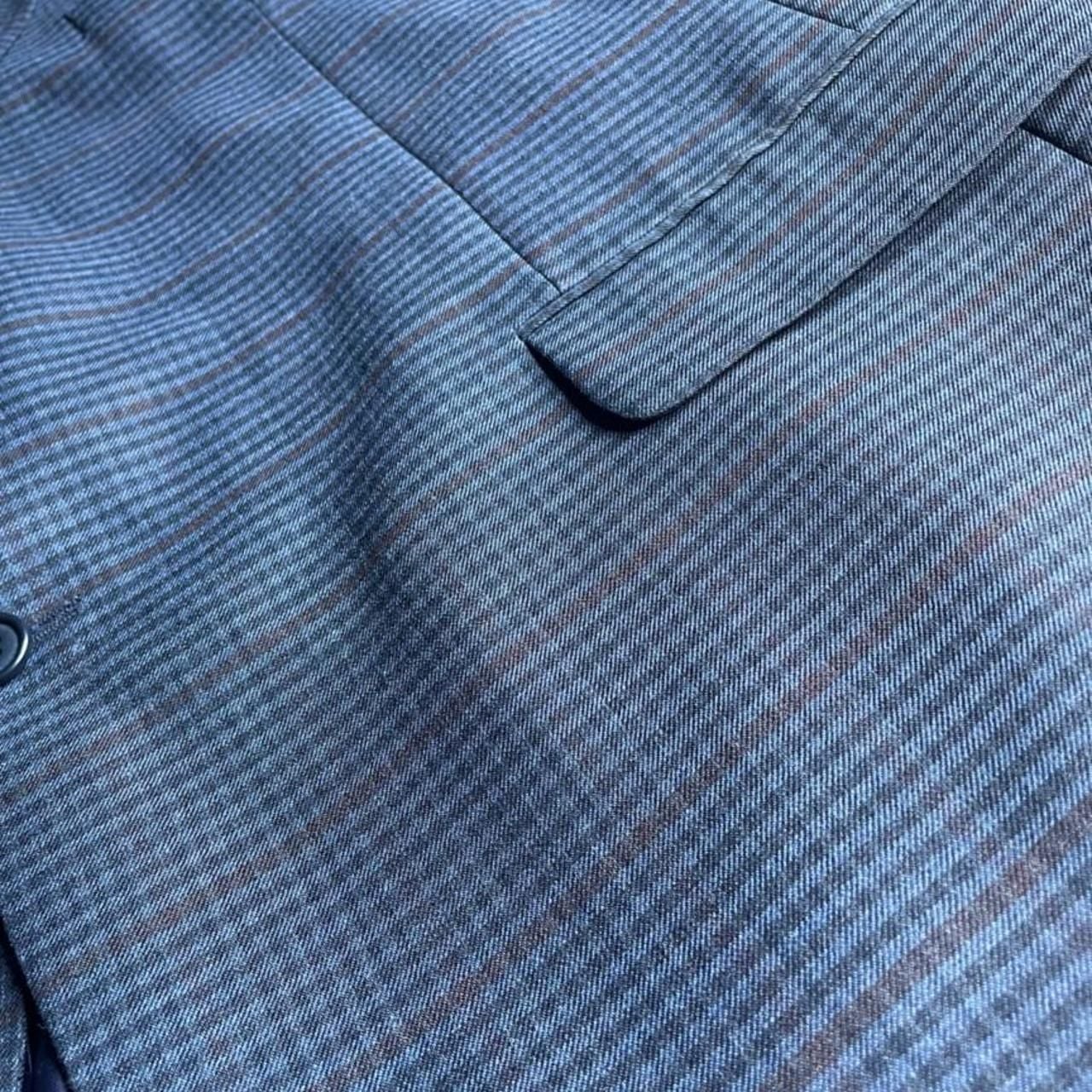 Jos A Bank Blazer 48R Navy Blue Striped Plaid Coat Wool 5