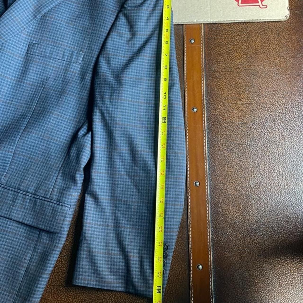Jos A Bank Blazer 48R Navy Blue Striped Plaid Coat Wool 7