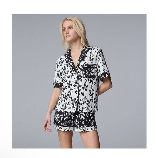 NWT simply Vera Vera Wang  Printed Short Pajama Set Sz XL $40