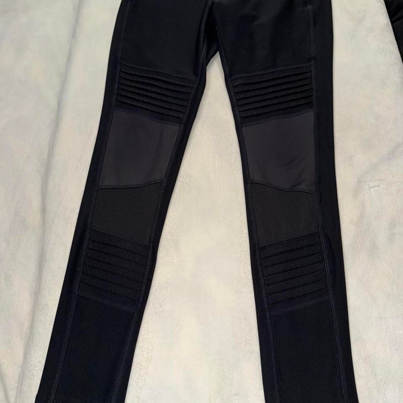 MPG Black Moto Leggings with Textured Knee Panels 2
