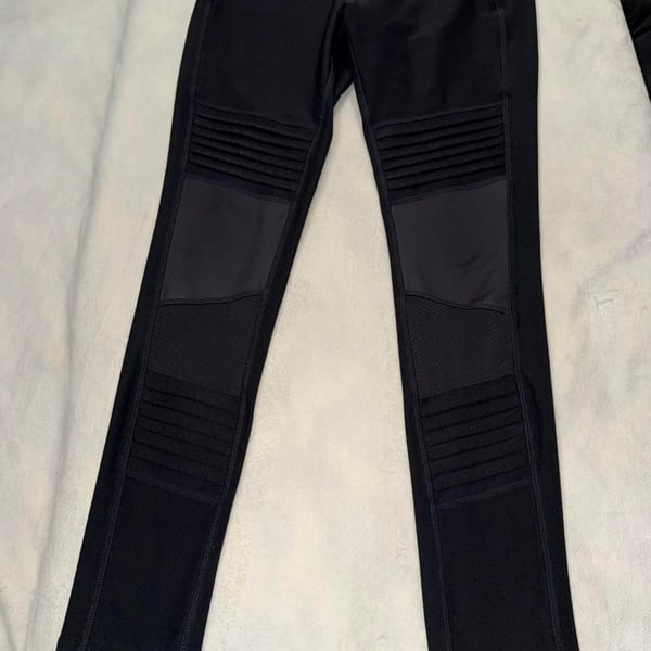 MPG Black Moto Leggings with Textured Knee Panels
