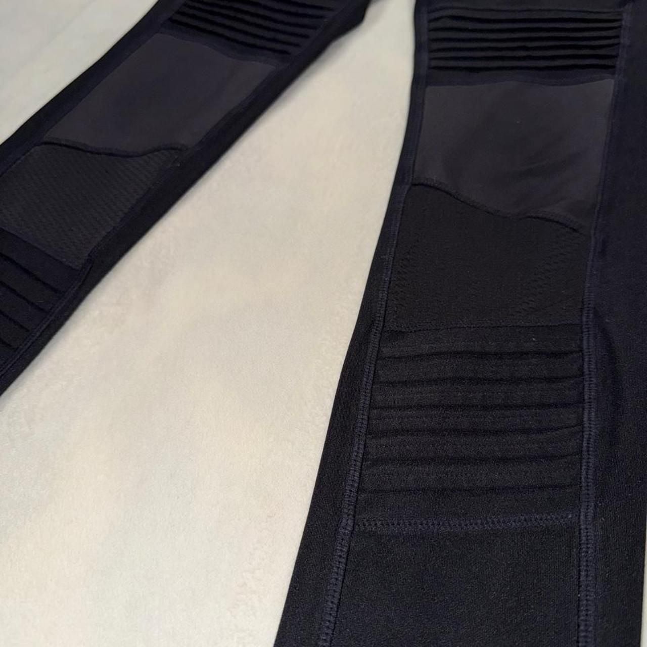 MPG Black Moto Leggings with Textured Knee Panels 5
