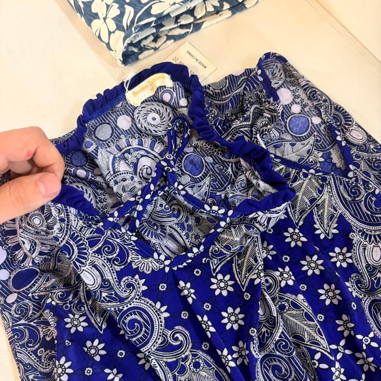 Seven Islands Blue Paisley Floral Maxi Dress 3