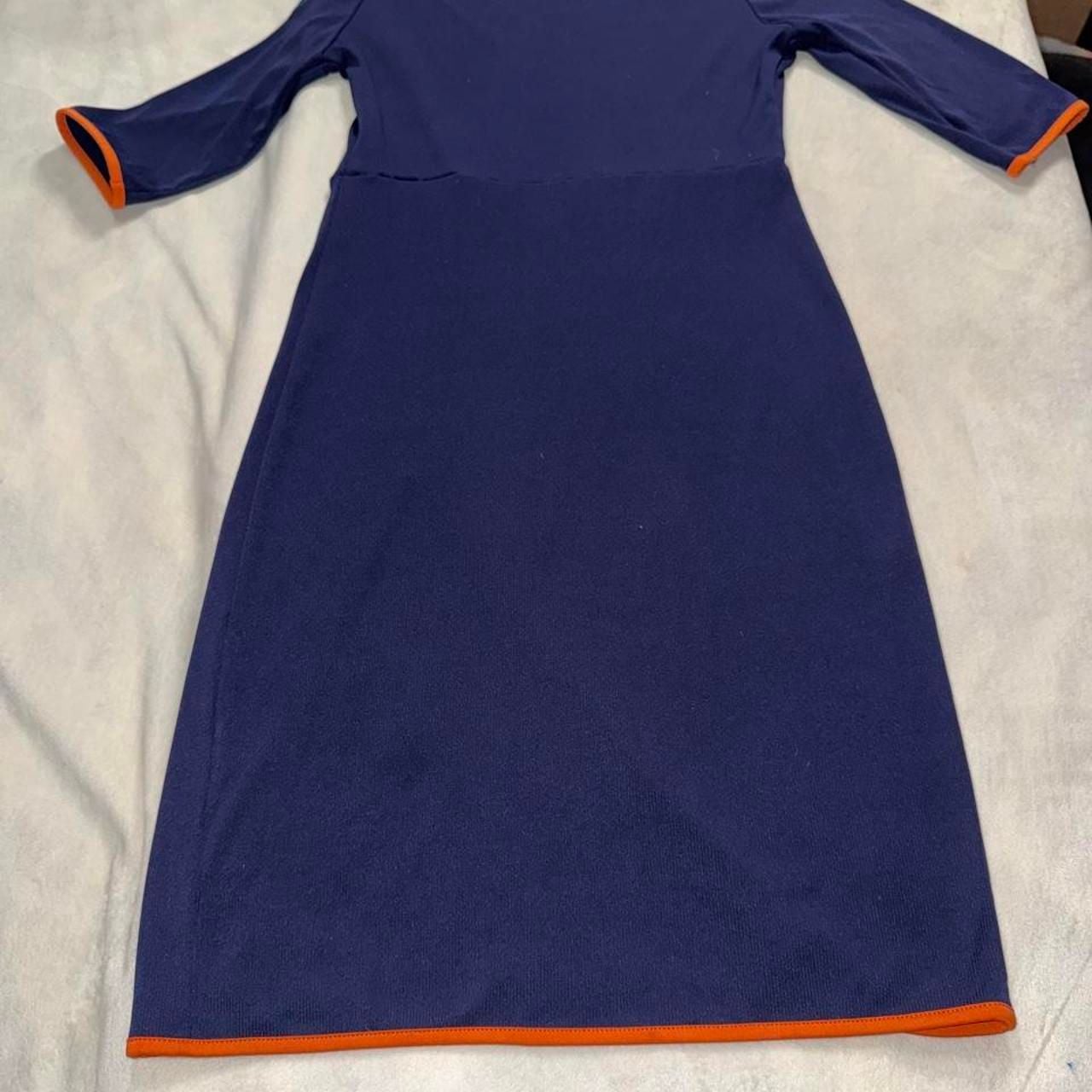 Navy Blue and Orange Trim Maxi Dress Size L 5