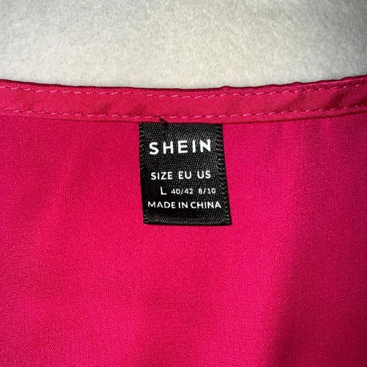 SHEIN Pink Satin Long Sleeve Maxi Dress L 8/10 3
