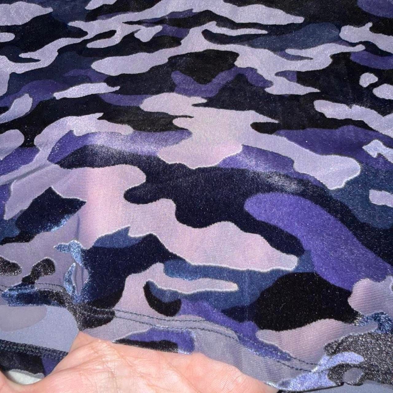 We The Free Free People Purple Black Camo Mesh Velvet Tee XS 7