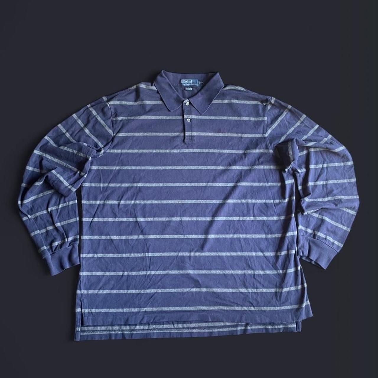 Vintage Polo Ralph Lauren Polo Men’s XXL Long Sleeve Striped Navy Gray 2