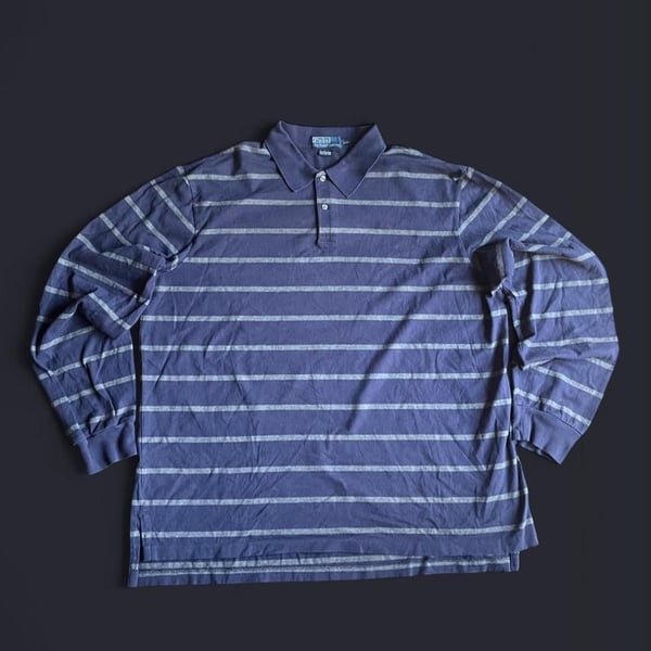 Vintage Polo Ralph Lauren Polo Men’s XXL Long Sleeve Striped Navy Gray