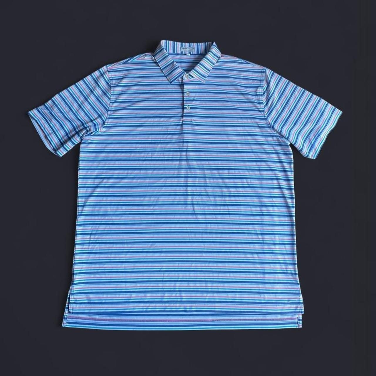 Peter Millar Summer Comfort Polo Men’s XXL Striped White Navy Pink Yellow 3
