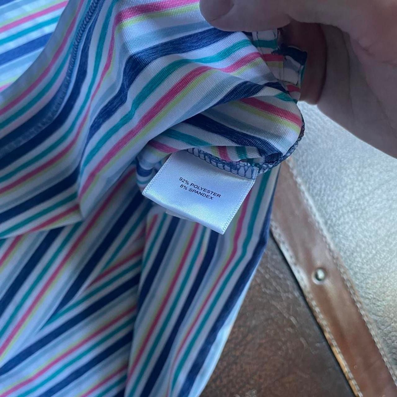 Peter Millar Summer Comfort Polo Men’s XXL Striped White Navy Pink Yellow 6