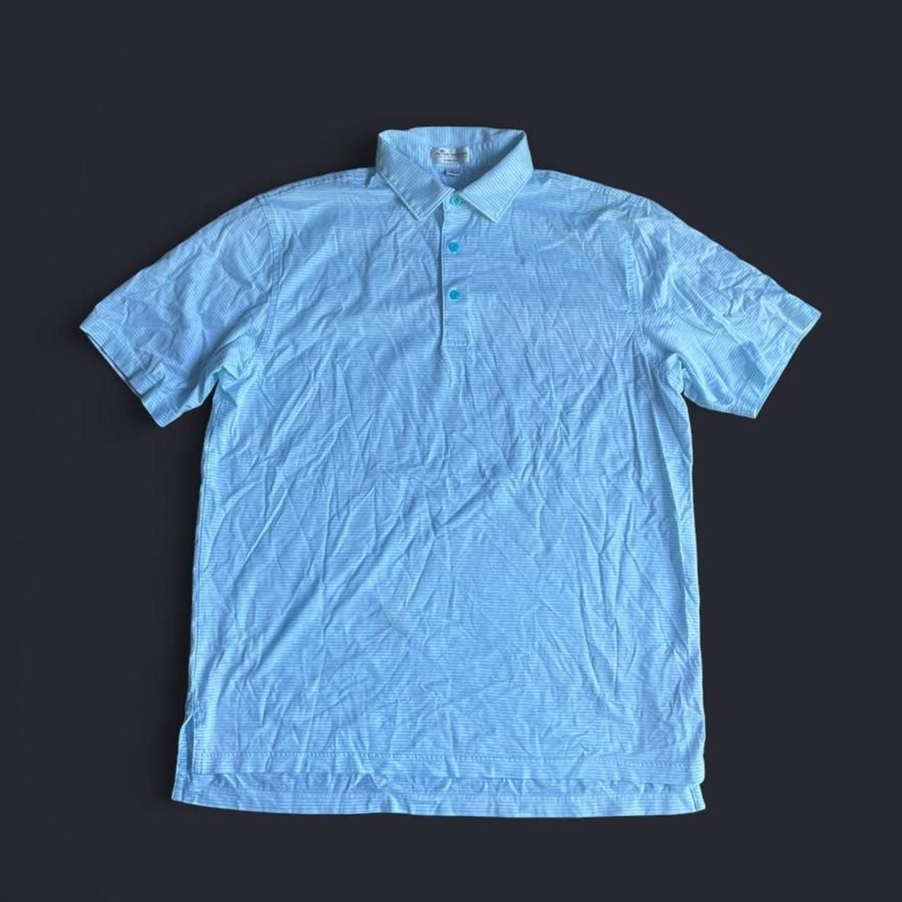 Peter Millar Polo Men’s Large Crown Ease White Light Blue Striped 3