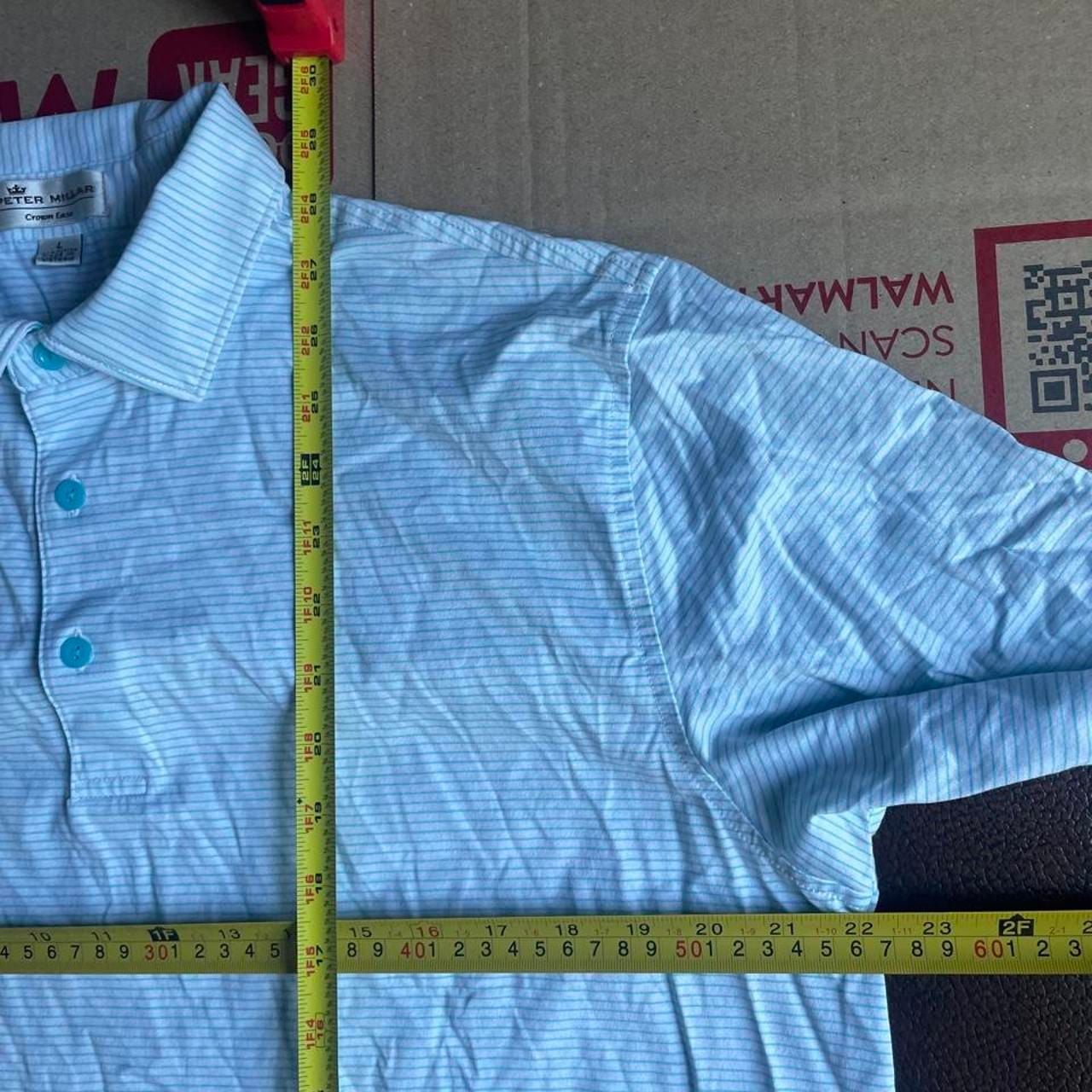 Peter Millar Polo Men’s Large Crown Ease White Light Blue Striped 5