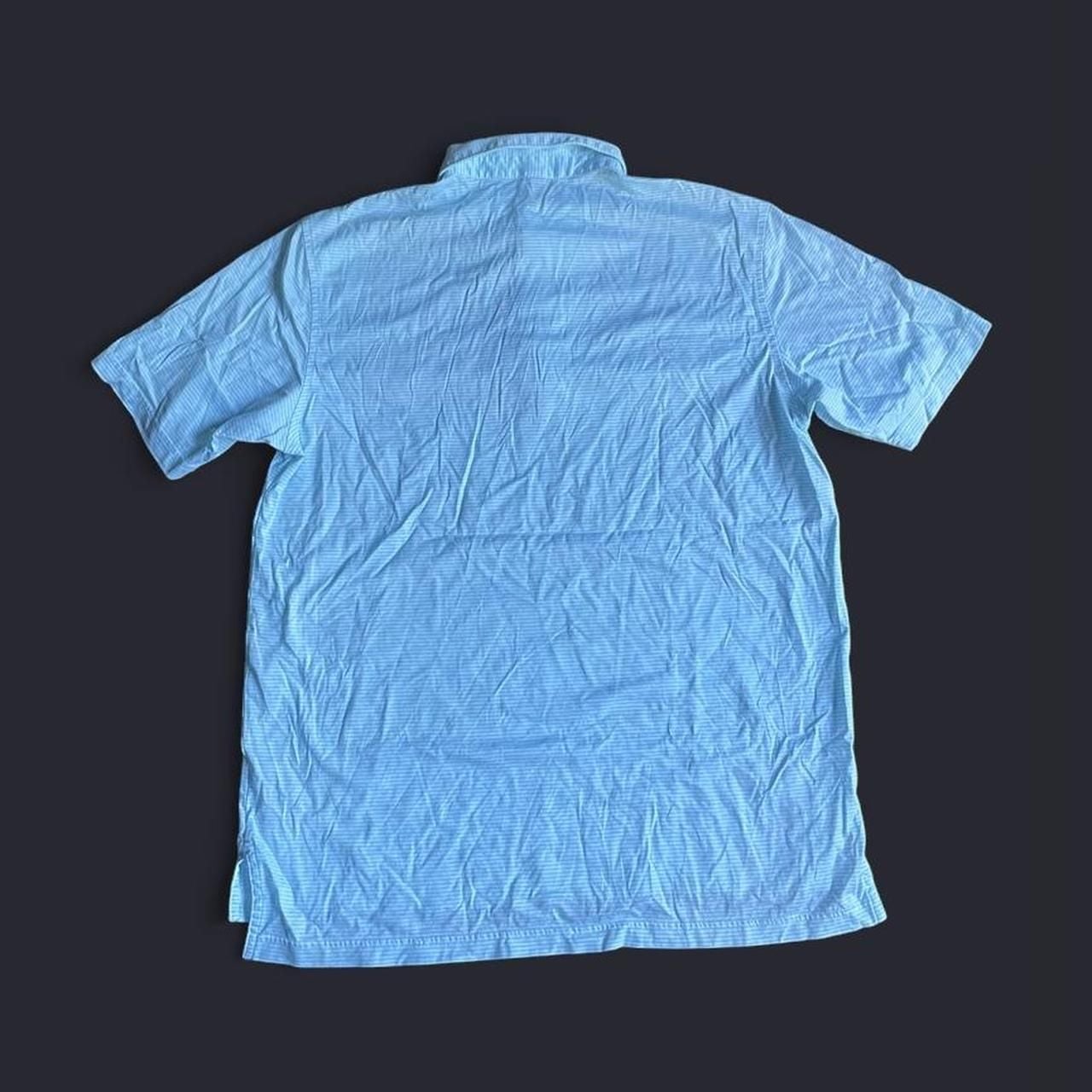 Peter Millar Polo Men’s Large Crown Ease White Light Blue Striped 9