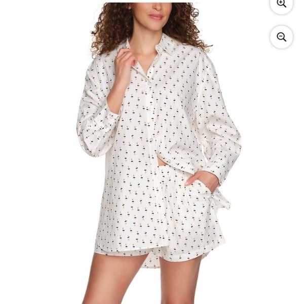NWT LOFT Notch Collar Patterned Poplin Pajama Set Sz XL