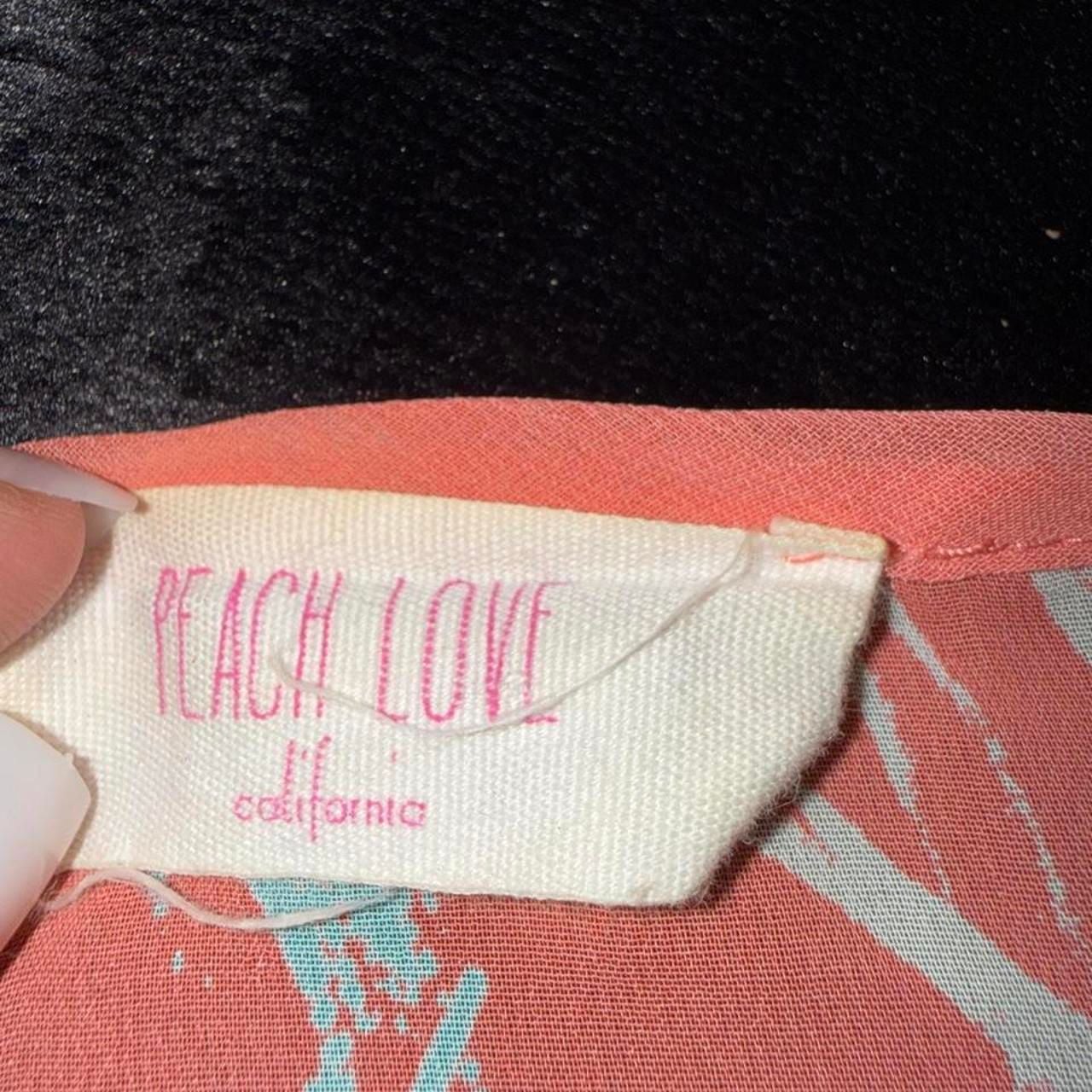 Peach Love California Floral Sheer Long Sleeve Blouse Coral Large 2