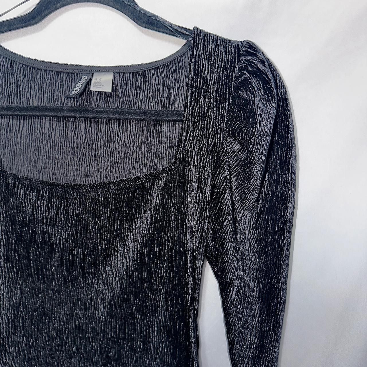 Divided H&M Black Metallic Shimmer Square Neck Long Sleeve Top 3