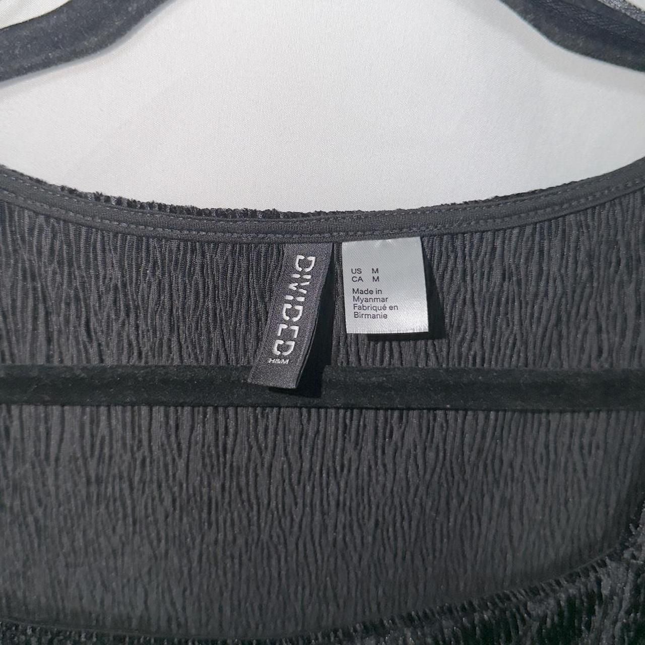 Divided H&M Black Metallic Shimmer Square Neck Long Sleeve Top 4