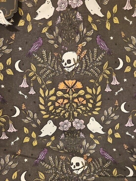 Halloween Ghost Skull Raven Botanical Tote Bag NWT Cottage Goth 4
