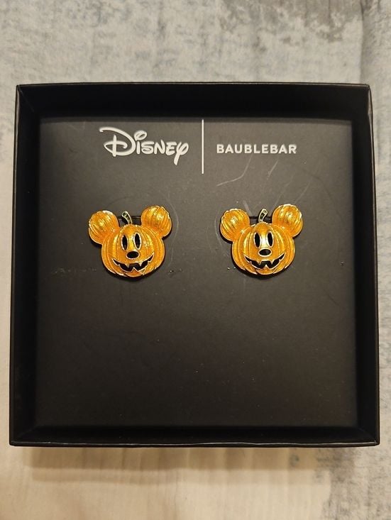 Disney x BaubleBar Mickey Mouse Pumpkin Stud Earrings Halloween NWT 1