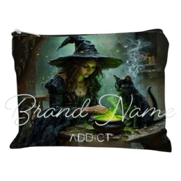 Witch Black Cat Potion Essential Travel Cosmetic Bag