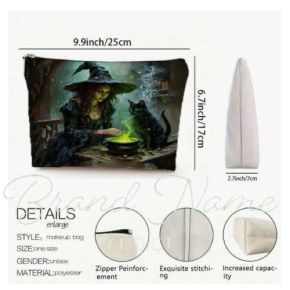 Witch Black Cat Potion Essential Travel Cosmetic Bag 3