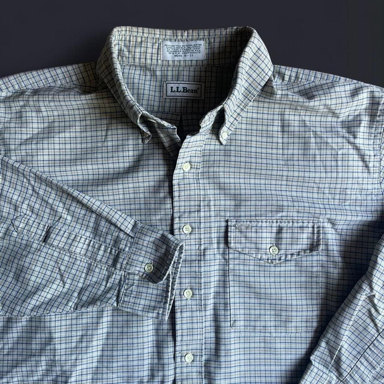 Vintage LL Bean Button Up Shirt XXL 2XL 90s Made in USA Beige Striped Multi 2