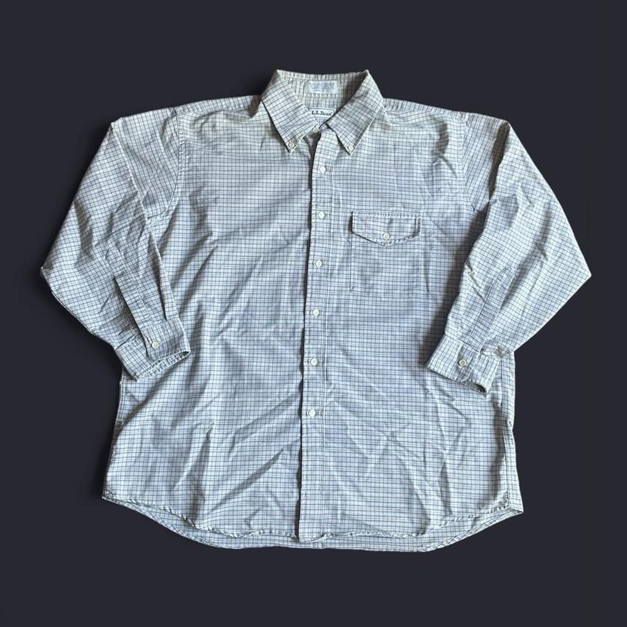 Vintage LL Bean Button Up Shirt XXL 2XL 90s Made in USA Beige Striped Multi 3