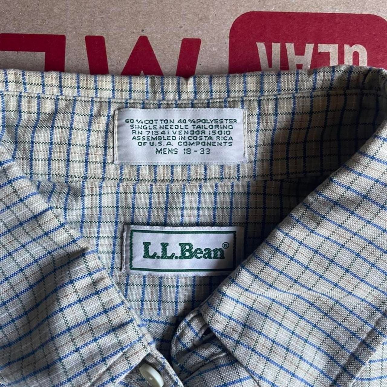 Vintage LL Bean Button Up Shirt XXL 2XL 90s Made in USA Beige Striped Multi 6