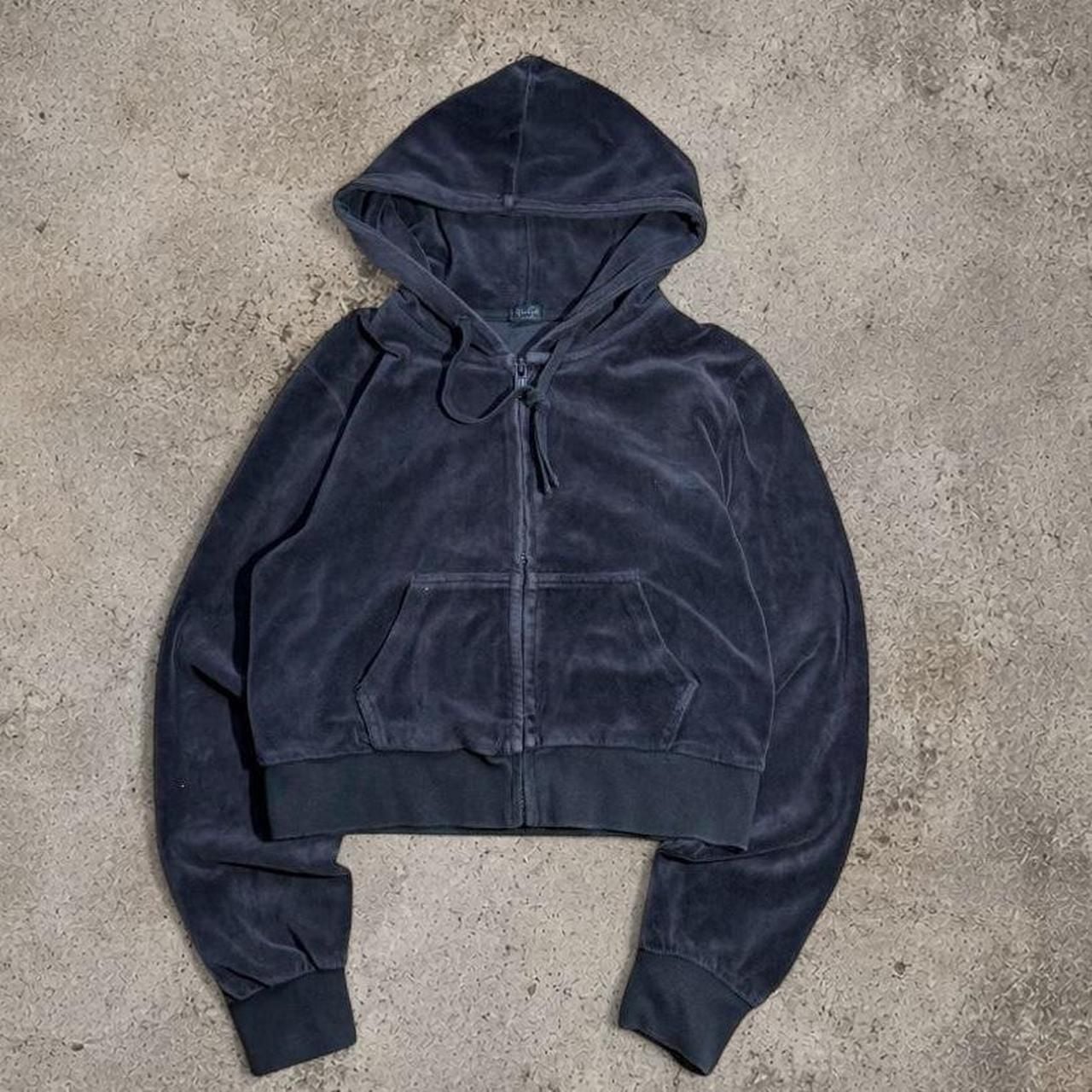 John Galt Velour Cropped Zip Up Hoodie 2