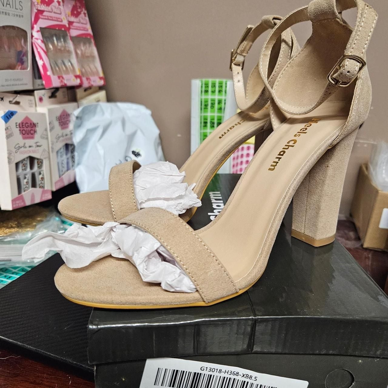 Heels Charm Ankle Strap Block Heel Sandals Tan Size 8.5M 4