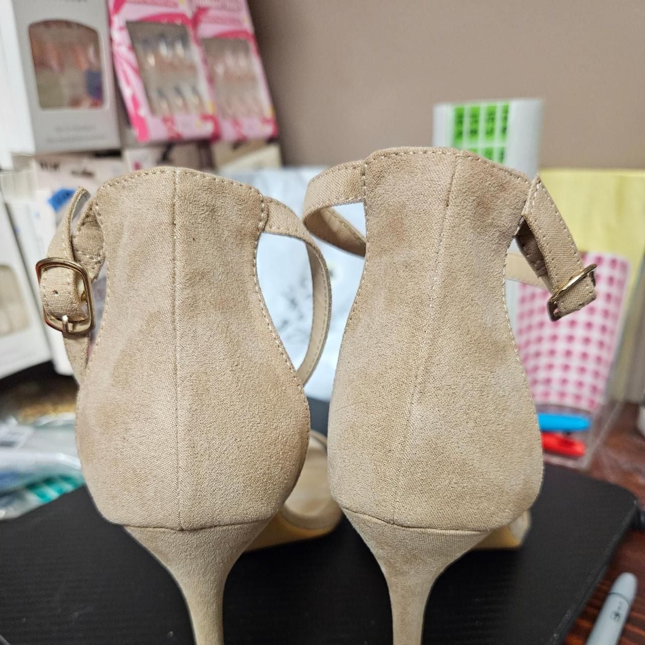 EleElax Nude Ankle Strap High Heel Sandals 2