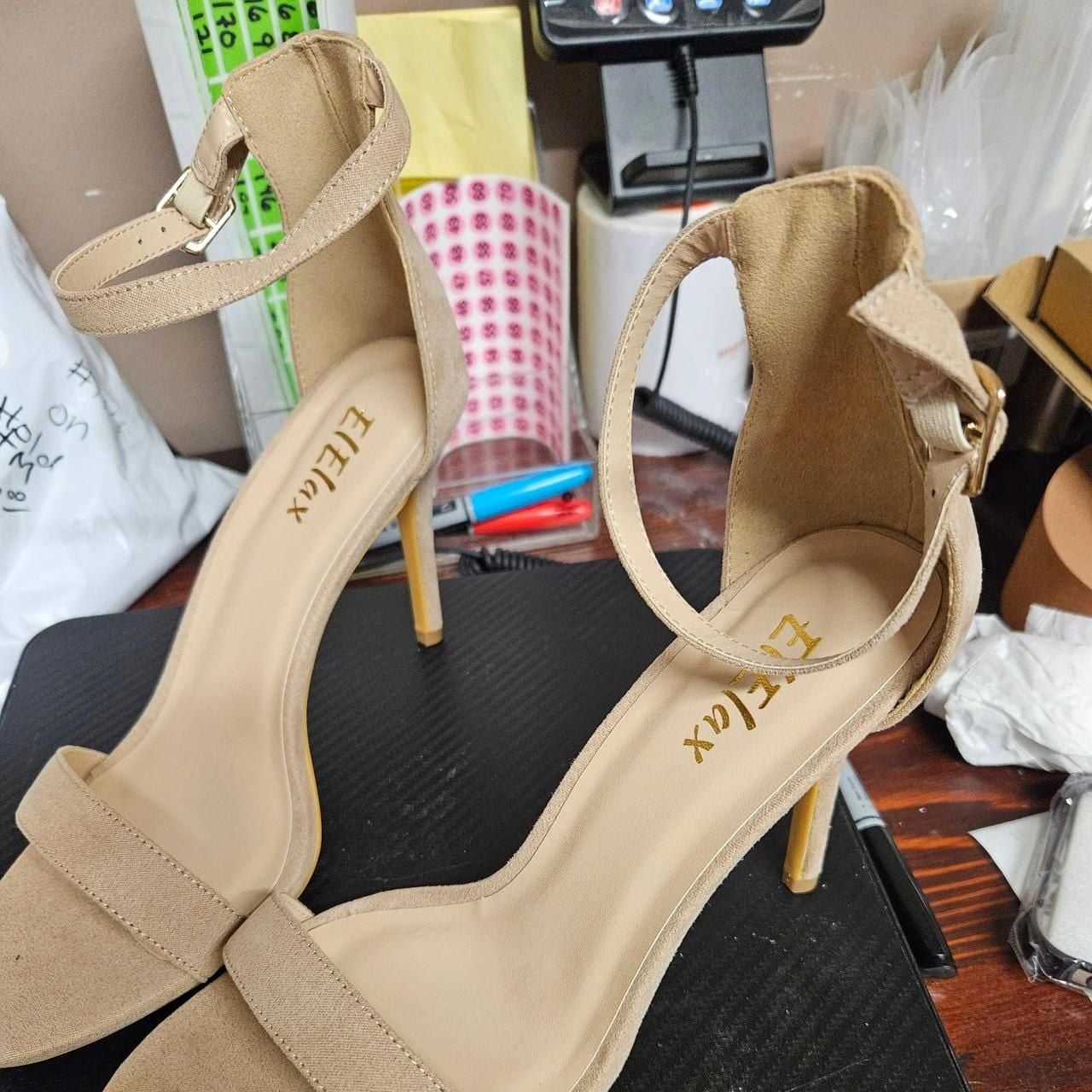 EleElax Nude Ankle Strap High Heel Sandals 3