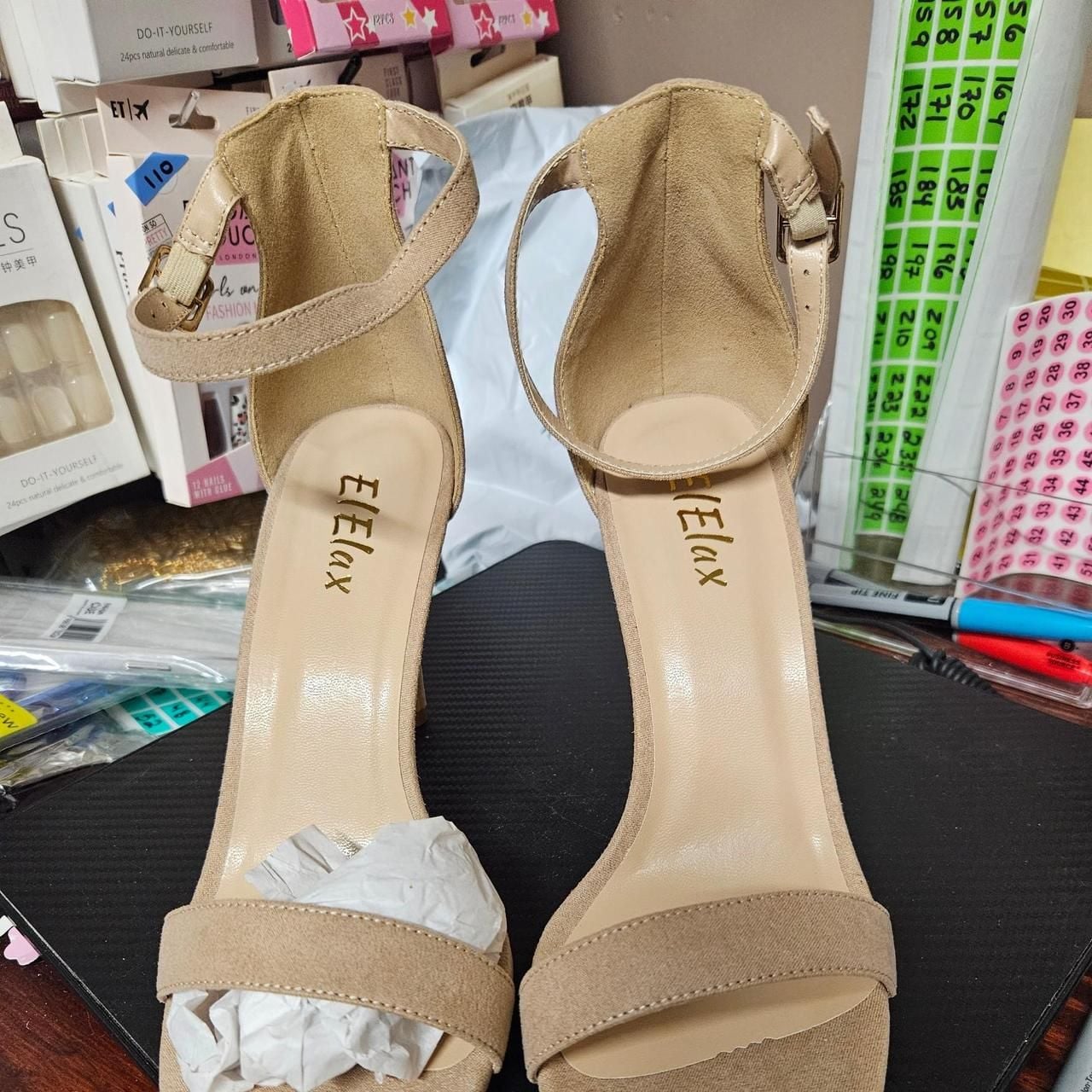 EleElax Nude Ankle Strap High Heel Sandals 4